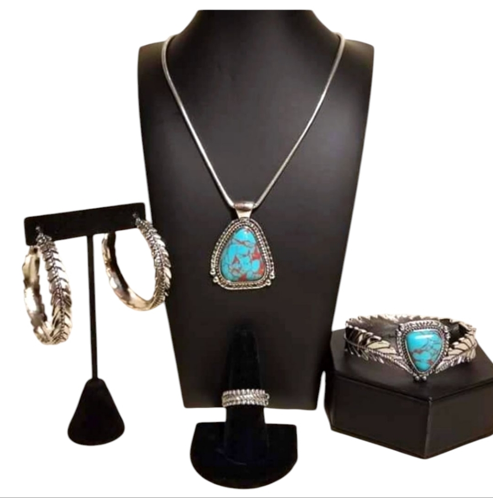 Turquoise & Silver 5pc Jewelry Set